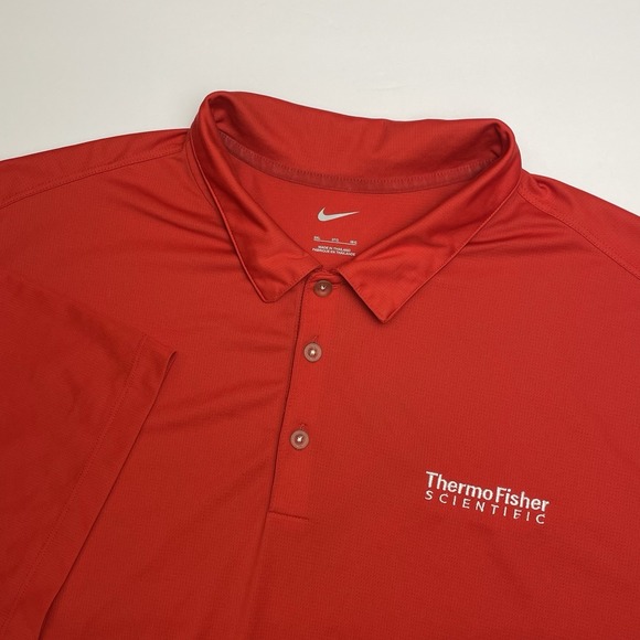 Nike Thermo Fisher‎ Scientific Polo Shirt Mens 3XL Red Short Sleeve Stretch Golf